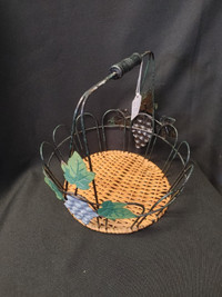 Wicker and Black Metal Grape Basket