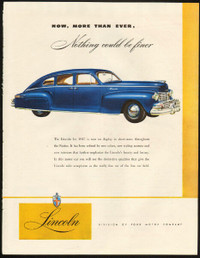 Large color print ad for 1947 Ford Lincoln Automobiles
