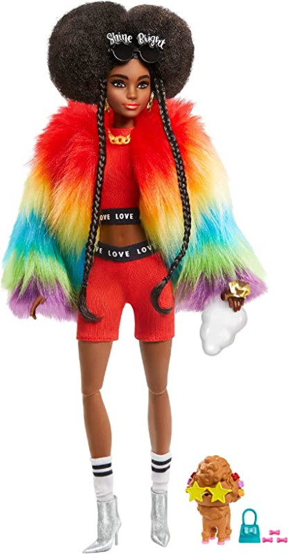 Barbie Extra #1 African American w/ Rainbow coat & Poodle Pup! in Toys & Games in Mississauga / Peel Region - Image 2