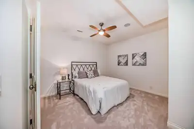 Pewter metal Queen headboard footboard and nightstands, View more
