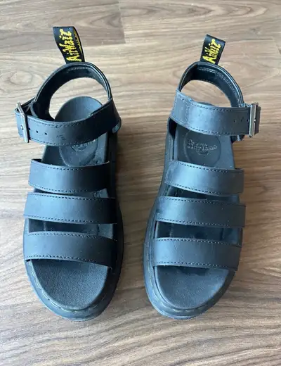 Dr. Martens Black Leather Triple-Strap Fisherman Sandals, View more