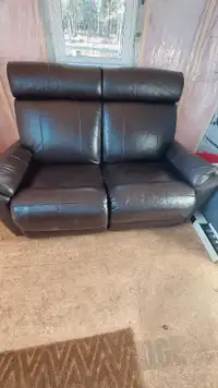 Leather double recliner.