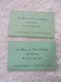 2 cartes de visite de La Librairie du centre Catholique