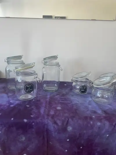 Snap top preserving jars and glass storage jars, View more