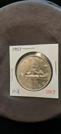 1957 Canadian Silver Dollar one WL