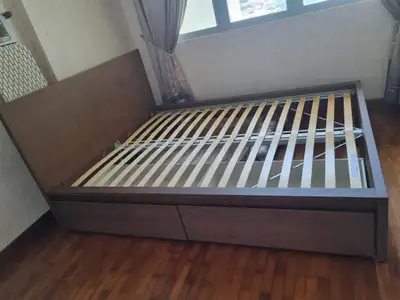 Queen Size Brown Ash IKEA Malm Bed Frame and 2 Drawers, View more