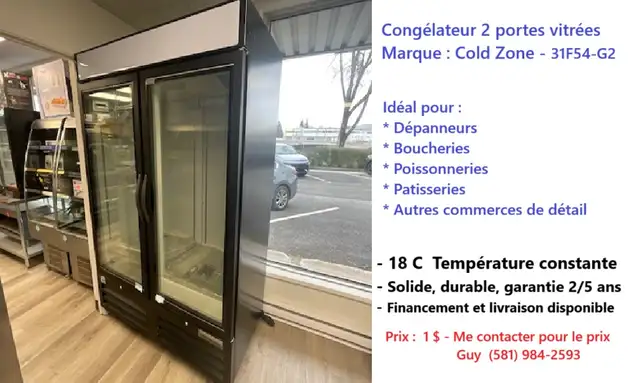 Congélateur 2 portes vitrées - Idéal pour commerces de détail in Industrial Kitchen Supplies in Québec City - Image 2