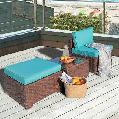 3-Piece Patio Sectional Sofa Set with Side Table and Ottoman, View more