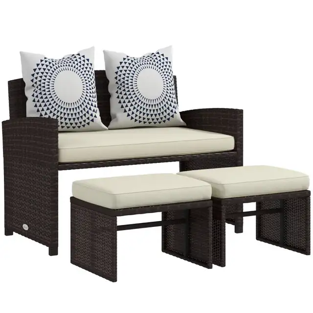  3 Pieces PE Rattan Patio Furniture with Cushions, Outdoor Wicke in Patio & Garden Furniture in Markham / York Region - Image 10