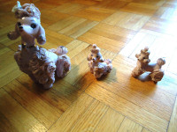 Vintage Pink Spaghetti Poodle Figurine Set Mother & Puppies 50'