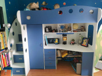 Bunk/ loft bed twin with table kid Blue/white 
