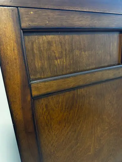 4 piece cherry wood set. Dresser, side table , head and foot board. Does require a box spring. Willi...
