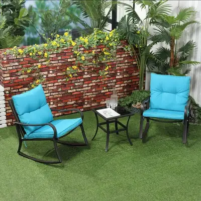 Outsunny 3-Piece Wicker Rocking Chair Patio Set – Relax in Style, View more