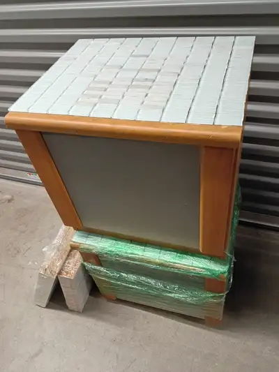 Pair of Wood Nightstands / Side Tables with Mosaic Tile Tops, View more