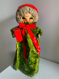 Paper mache tree topper of mrs Claus