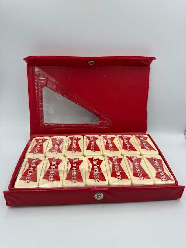 Vtg Budweiser King Of Beers Double 6 Dominoes Set of 28 in case in Arts & Collectibles in London - Image 3