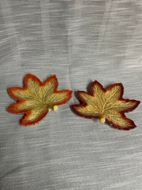Halloween Autumn Ceramic Leaf Shaped Dishes, Set of Two