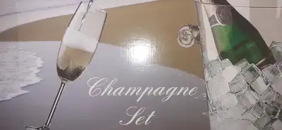 Retro BOHEMIA CRYSTAL Champagne Glasses Set of 6 plus Ice Bucket, View more