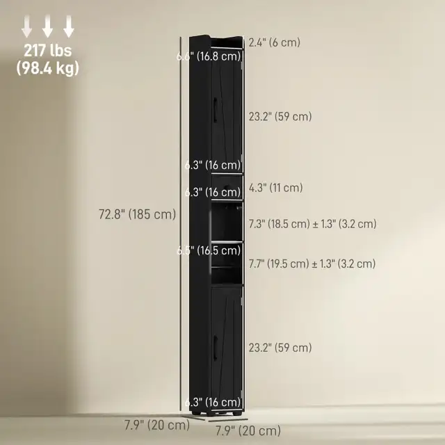 72" tall Narrow Bathroom Cabinet, Tall Bathroom Storage Cabinet  in Bookcases & Shelving Units in Markham / York Region - Image 3