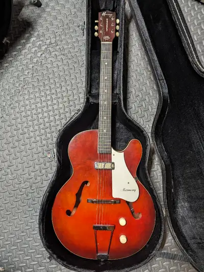Vintage Rare USA 1960s Harmony Rocket H53 Guitar+HSC, View more