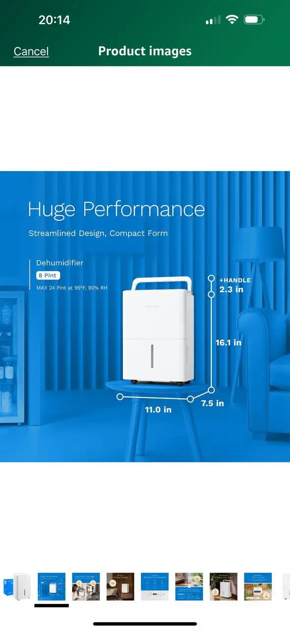hOmeLabs 8 Pint Wi-Fi Dehumidifier – OPEN BOX  in Heaters, Humidifiers & Dehumidifiers in Kitchener / Waterloo - Image 6