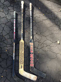 Two Sherwood Goalie Sticks and Regular Stick
