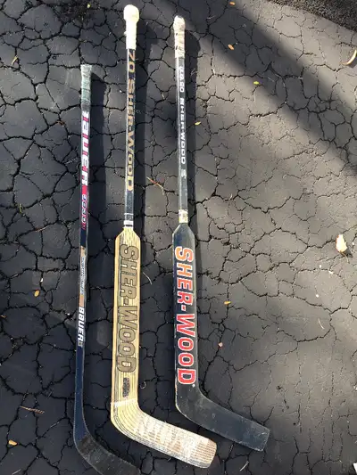 Two Sherwood Goalie Sticks and Regular Stick, View more
