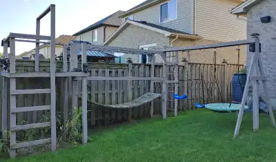 Custom Built Outdoor Play Swing Set, Tower, Bridge, Monkey Bars, View more