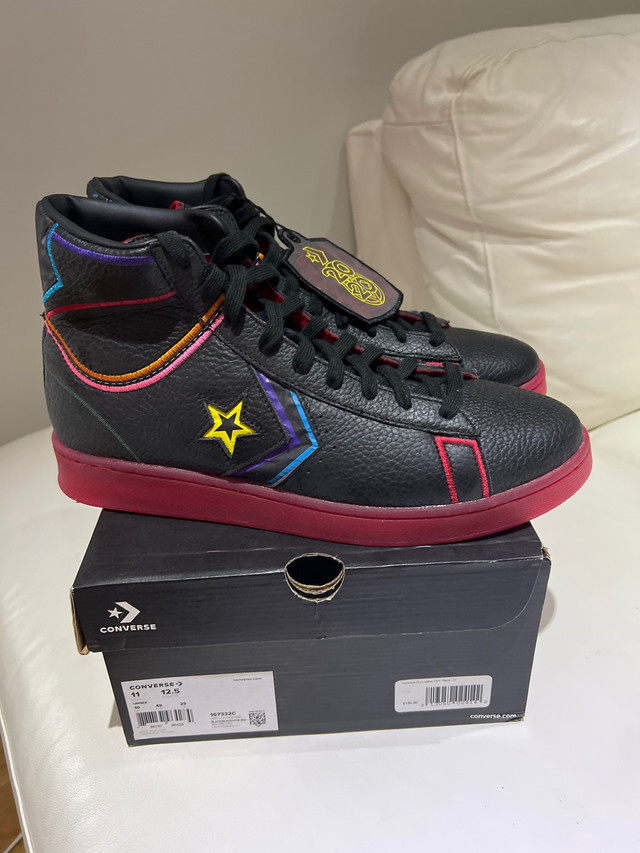 CONVERSE PRO LEATHER BLACK GOLD GYM RED SIZE 11 in Men's Shoes in Oshawa / Durham Region - Image 4