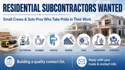 Residential Subcontractors Wanted – Small Crews & Solo Pros, View more