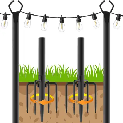 Beizelte 10FT String Light Poles,2 Pack Metal Light Poles for Ou, View more