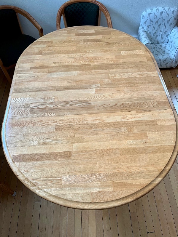 Solid Oak Dining Table Set with Leaf and 4 Chairs 500 OBO Dining