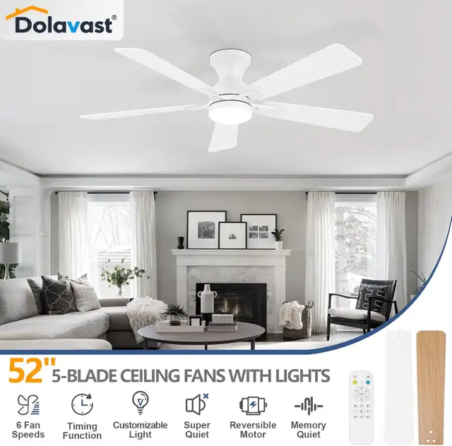 Ceiling Fans with Lights and Remote, 48 Inch in Indoor Lighting & Fans in Mississauga / Peel Region - Image 5