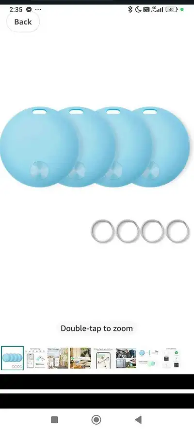 Air Tracker Tags-4 Pack, Smart Bluetooth Tracker Work with Apple Find My (iOS Only), Replaceable Bat...