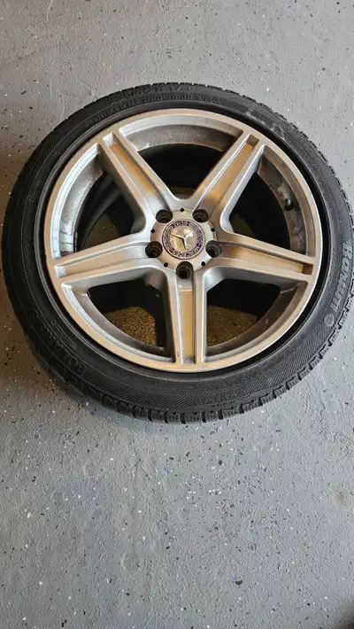 4 Mercedes Benz snow Tires with Alloy OEM rim with tire sensor for low tire pressure 225/45/17. Also...