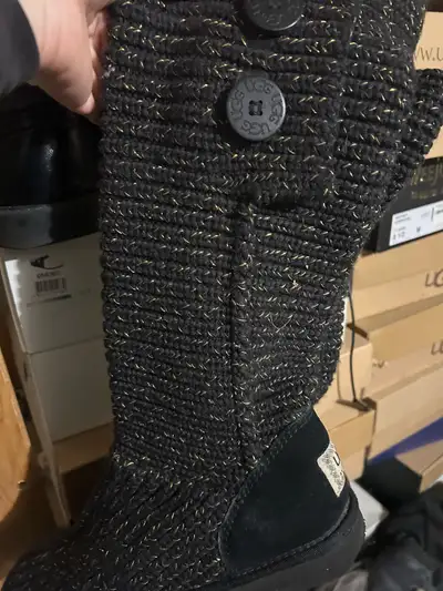 UGG tall knitted black boots, View more