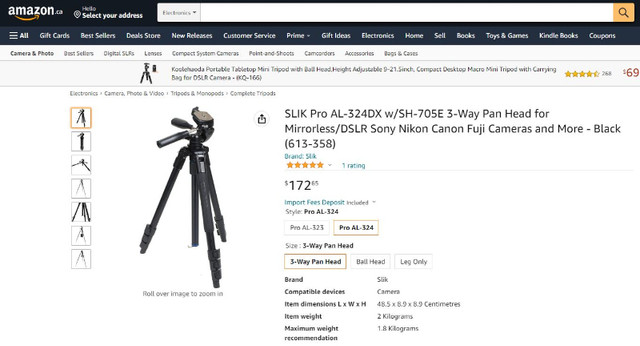 (NEW) SLIK Pro AL-324DX w/SH-705E 3-Way Pan Head Tripod BLACK in Cameras & Camcorders in City of Toronto - Image 4