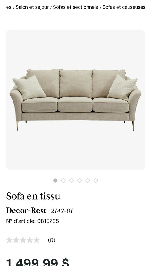 Sofa en tissus beigne négociable neuf dans Sofas et futons  à Ville de Montréal