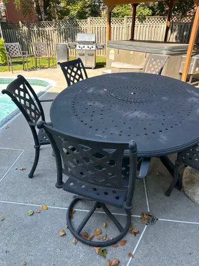  Very heavy, outdoor cast-iron dining set, View more