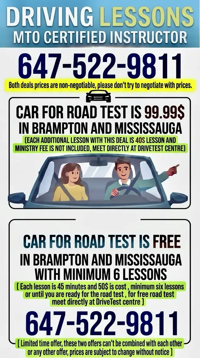 MTO Certified Driving Lessons Brampton and Mississauga