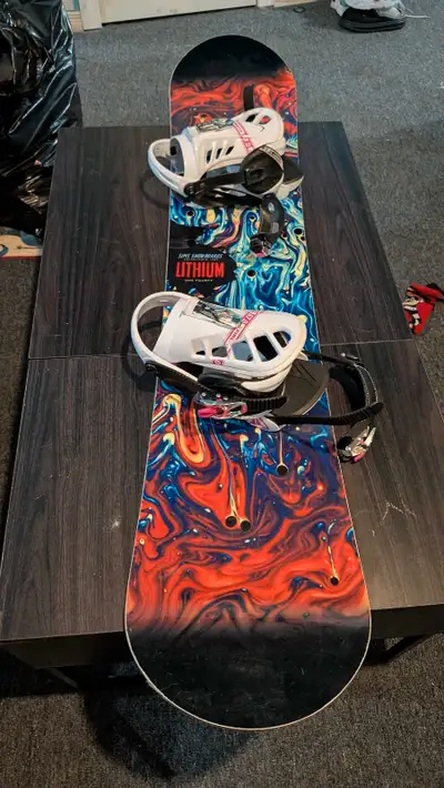 Snowboard with bindings, View more
