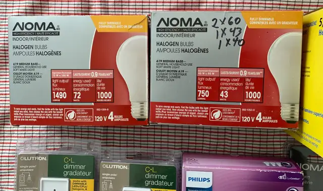 Lot of New Light Bulbs & Dimmers-NOMA-Philips-Lutron-Symban in Indoor Lighting & Fans in City of Toronto - Image 3