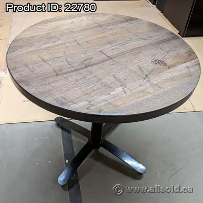 Walnut Round Office Table w/ Black Base, View more