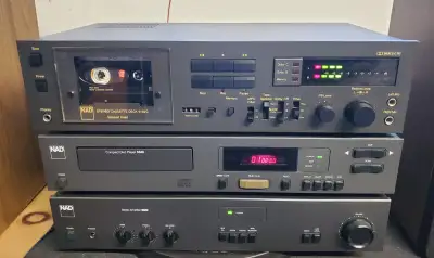 NAD SYSTEM 3020I AMPLIFIER, 5340 CD, 6150C CASSETTE SERVICED CONDITION: Serviced, tested, working. N...