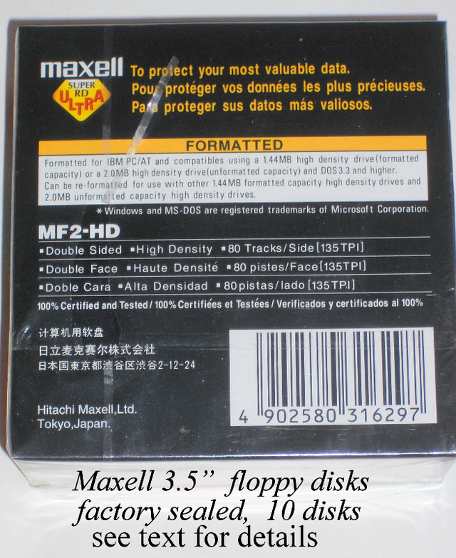 vintage - Maxell MS-DOS 2HD 3.5" floppy disk (10 pack) sealed in Arts & Collectibles in City of Toronto - Image 2