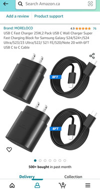 Fast charger USB C 25W for samsung new