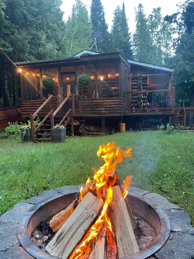 Loon Log cabin Fall colours! $500 for Fri-Mon, View more