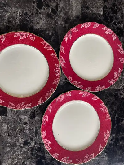3 Coalport Cardinal (Red) dinner plates, View more