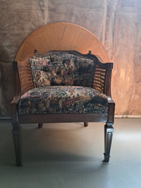 Antique Colonial Barrel Back Cane Chair
