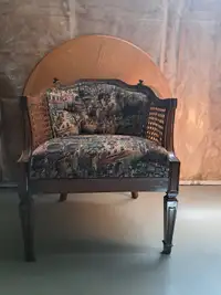 Antique Colonial Barrel Back Cane Chair